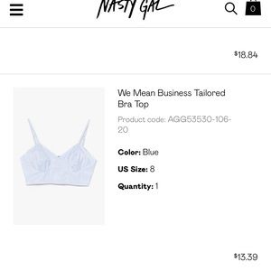 NWT NastyGal match Two Piece Summer Set Blue 8 10